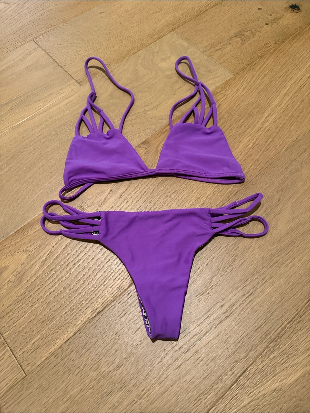 acacia swimwear Purple Strappy Bikini Set